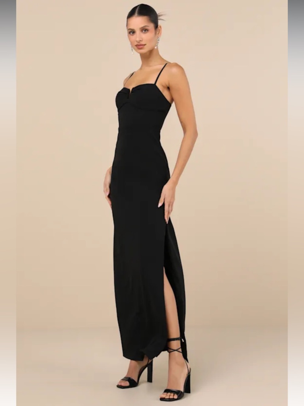 NWT- Romantic Existence Black Column Maxi Dress